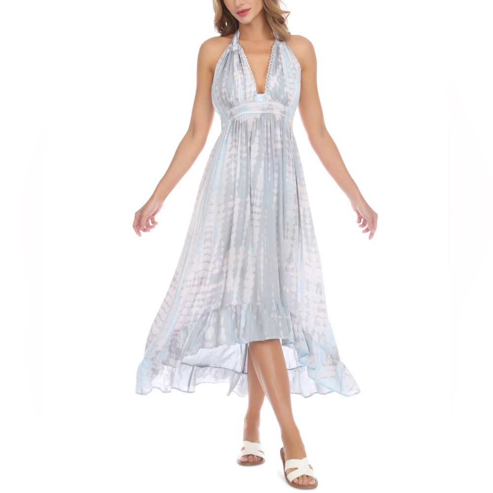 Raviya | Blue Tie Dye Swim Beach Coverup Maxi Dress Size XL - Picture 5 of 13